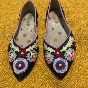 Boden • Pointed Toe Embroidered Flat • 38